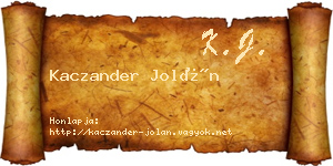 Kaczander Jolán névjegykártya