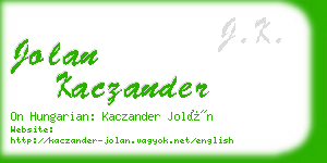 jolan kaczander business card